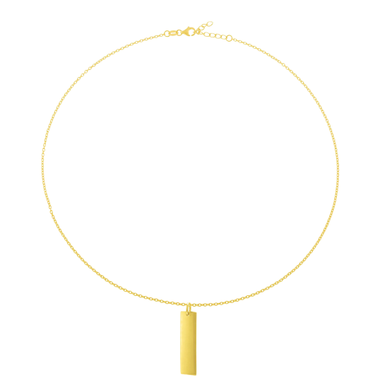 Collier en plaqué or, plaque verticale 10mm
