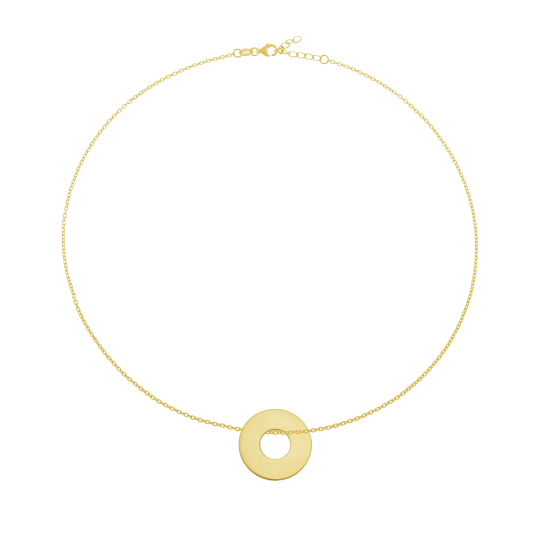 Collier en plaqué or, anneau 20mm