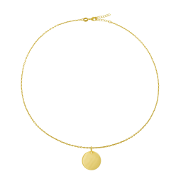 Collier en plaqué or, plaque ronde 19,5 mm