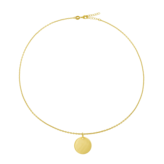 Collier en plaqué or, plaque ronde 19,5 mm