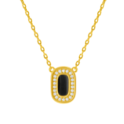 Collier en plaqué or, oxydes de zirconium et laque