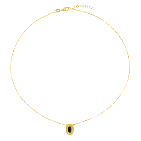 Collier en plaqué or, oxydes de zirconium et laque