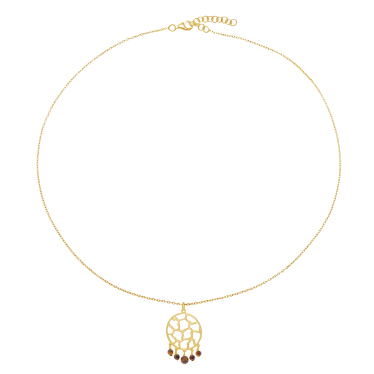 Collier en plaqué or et oeil de tigre
