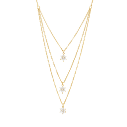 Collier 3 rangs en plaqué or et oxydes de zirconium