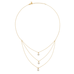Collier 3 rangs en plaqué or et oxydes de zirconium