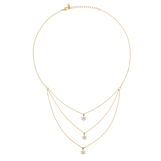 Collier 3 rangs en plaqué or et oxydes de zirconium