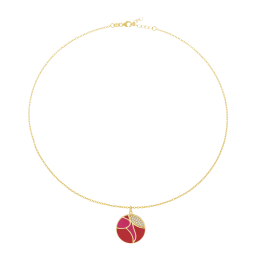 Collier en plaqué or, oxydes de zirconium et laque