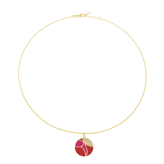 Collier en plaqué or, oxydes de zirconium et laque