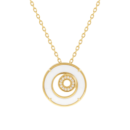 Collier en plaqué or, oxydes de zirconium et céramique blanche