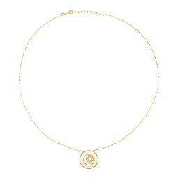 Collier en plaqué or, oxydes de zirconium et céramique blanche