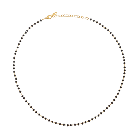 Collier en plaqué or et perles synthétiques noires