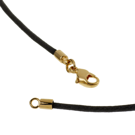 Collier en plaqué or cordon en coton noir