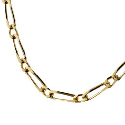 Collier en plaqué or maille cheval alternée 1-1