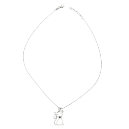 Collier en argent rhodié, chat et oxyde de zirconium