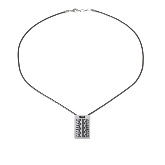 Collier en acier et cordon en cuir Collier en acier et cordon en cuir