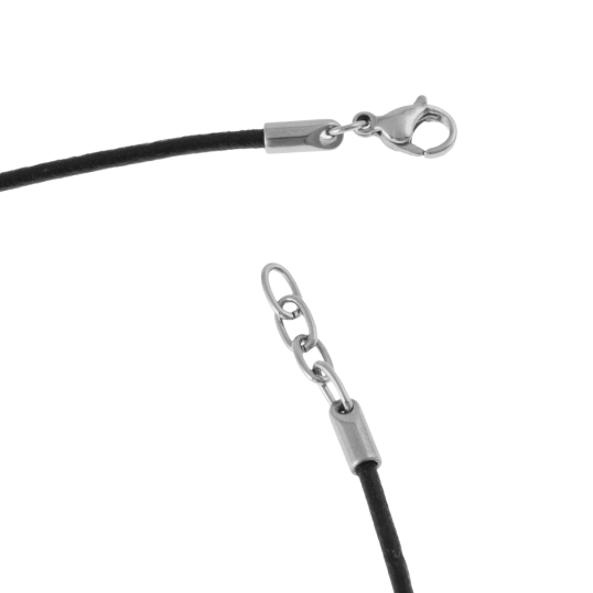 Collier en acier et cordon en cuir Collier en acier et cordon en cuir