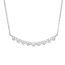 Collier en argent rhodié, oxydes de zirconium, coeurs