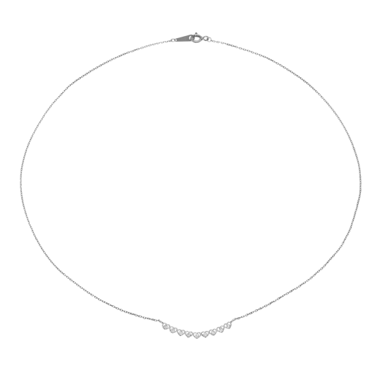 Collier en argent rhodié, oxydes de zirconium, coeurs