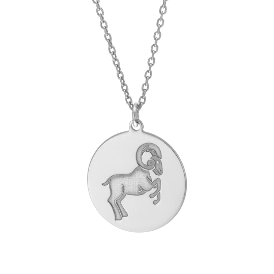Collier en argent rhodié, zodiaque bélier