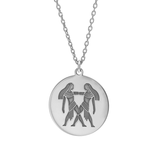 Collier en argent rhodié, zodiaque gémeaux Collier en argent rhodié, zodiaque gémeaux