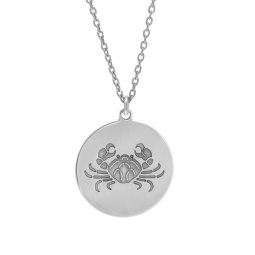 Collier en argent rhodié, zodiaque cancer