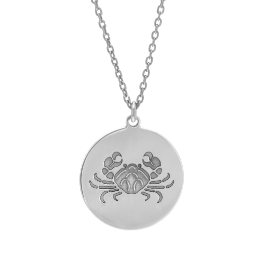 Collier en argent rhodié, zodiaque cancer