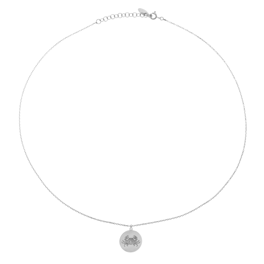 Collier en argent rhodié, zodiaque cancer
