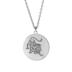 Collier en argent rhodié, zodiaque lion