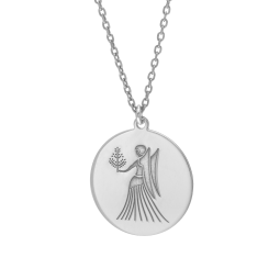 Collier en argent rhodié, zodiaque vierge