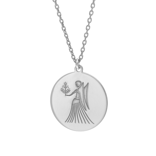 Collier en argent rhodié, zodiaque vierge