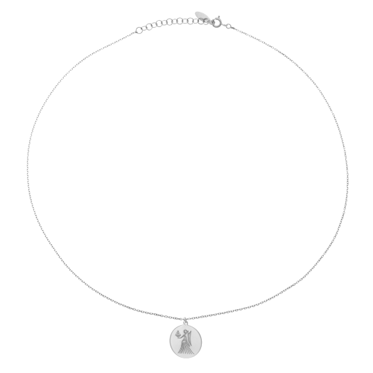 Collier en argent rhodié, zodiaque vierge