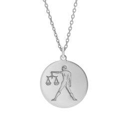 Collier en argent rhodié, zodiaque balance
