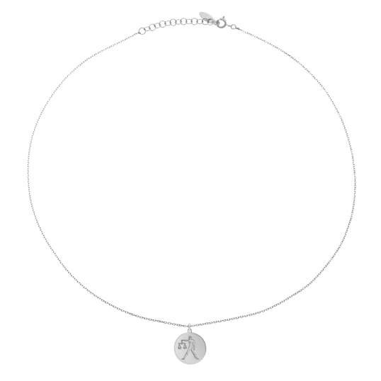 Collier en argent rhodié, zodiaque balance