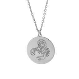 Collier en argent rhodié, zodiaque scorpion