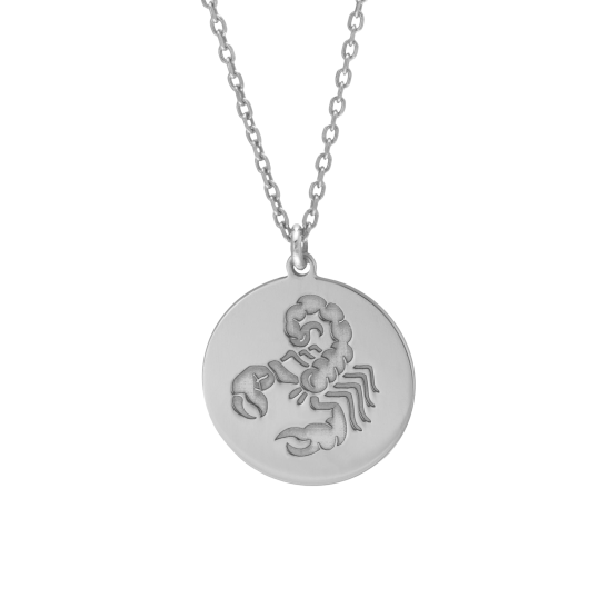 Collier en argent rhodié, zodiaque scorpion