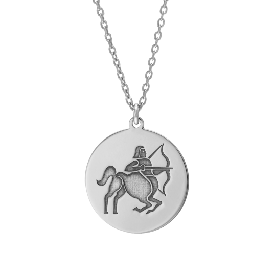 Collier en argent rhodié, zodiaque sagittaire