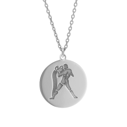 Collier en argent rhodié, zodiaque verseau