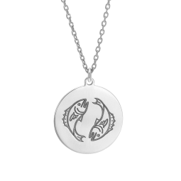 Collier en argent rhodié, zodiaque poisson
