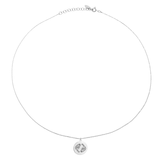 Collier en argent rhodié, zodiaque poisson