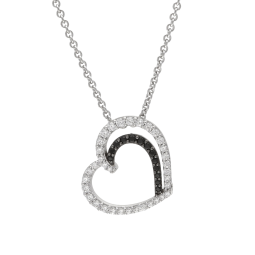 Collier en argent rhodié et oxydes de zirconium noirs et blancs