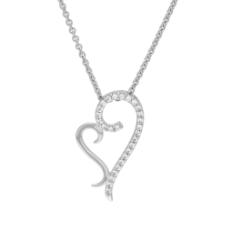 Collier en argent rhodié et oxydes de zirconium, coeur