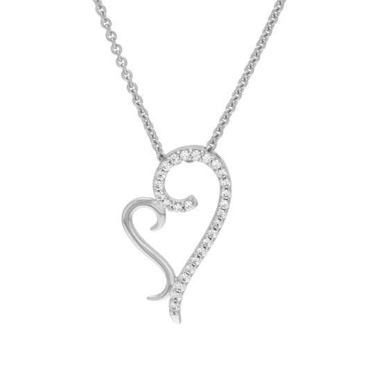 Collier en argent rhodié et oxydes de zirconium, coeur