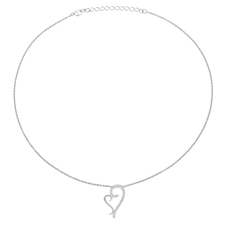 Collier en argent rhodié et oxydes de zirconium, coeur