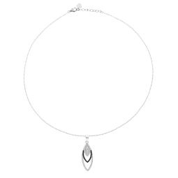 Collier en argent rhodié et rhodié noir, oxydes de zirconium noirs et blancs