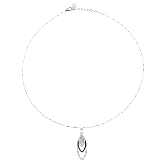 Collier en argent rhodié et rhodié noir, oxydes de zirconium noirs et blancs