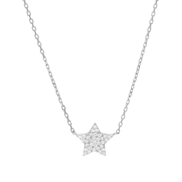 Collier en argent rhodié et oxydes de zirconium, étoile
