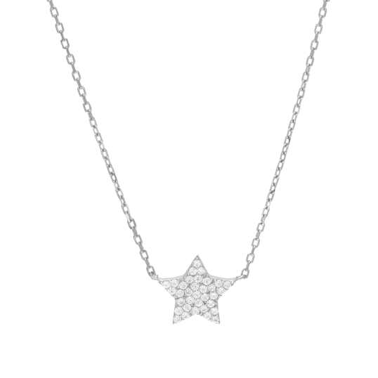 Collier en argent rhodié et oxydes de zirconium, étoile