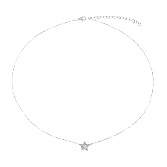 Collier en argent rhodié et oxydes de zirconium, étoile