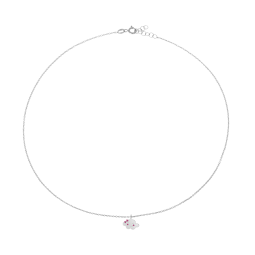 Collier en argent rhodié et laque rose, nuage