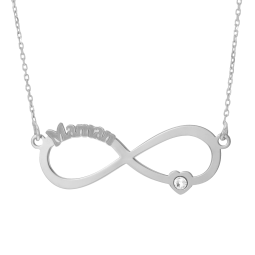 Collier en argent rhodié et cristal de synthèse, maman